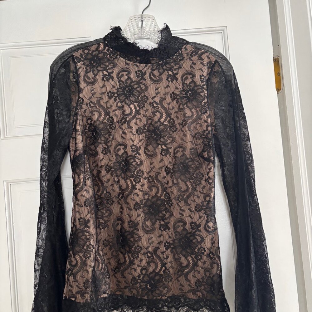 BCBG Max Azria Black Lace Blouse